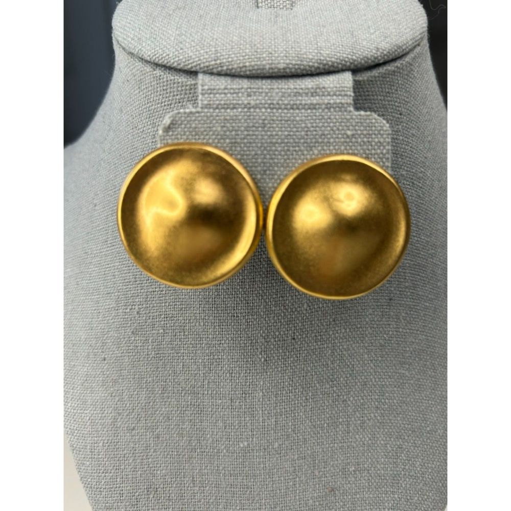 Vintage Monet Brushed Gold Tone Slightly Domed Bubble Earrings